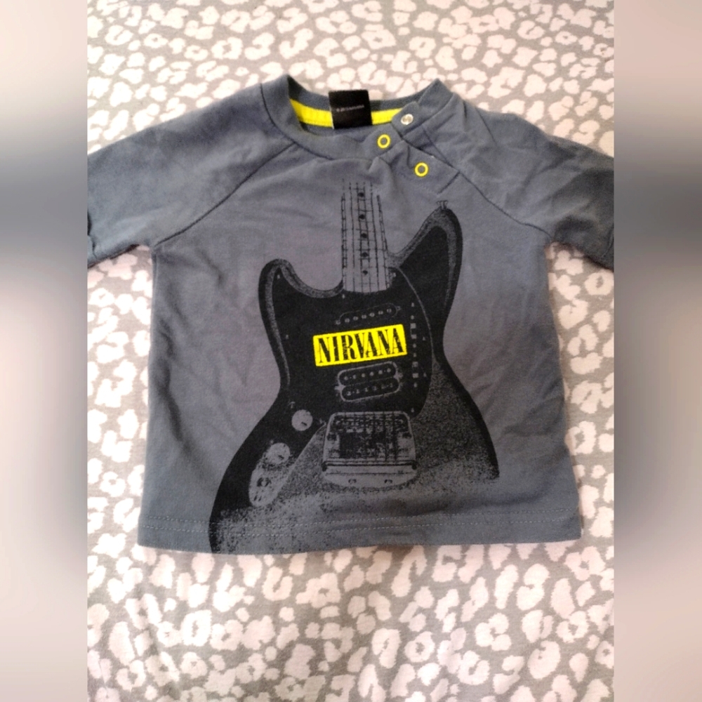 Matching set of Nirvana leisureware, long sleeved , 12M, gray, yellow, black.